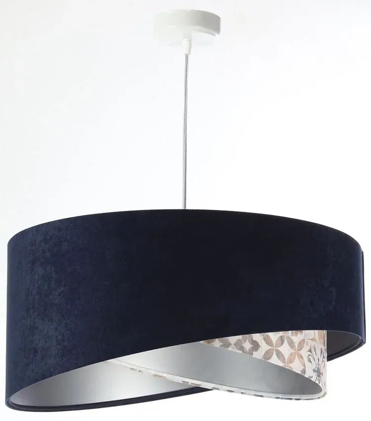 Granatowa lampa wisząca welurowa - EXX16-Olonix