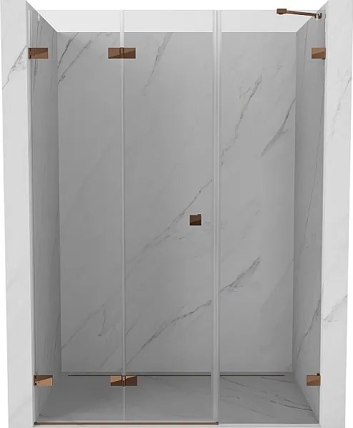Mexen Lunar-F drzwi prysznicowe składane lewe 125 cm, transparent, różowe złoto - 836S-125-050-60-00-L