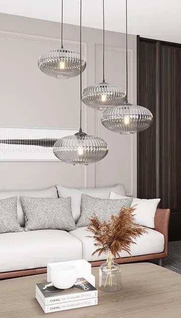 Szklana lampa wisząca z grafitowymi kloszami - D175 B8-G58