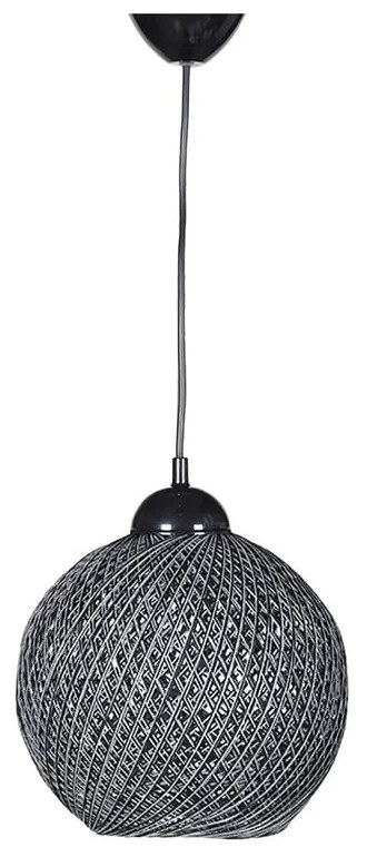 Czarno-szara lampa wisząca z tekstylnym kloszem ø 22 cm – Opviq lights