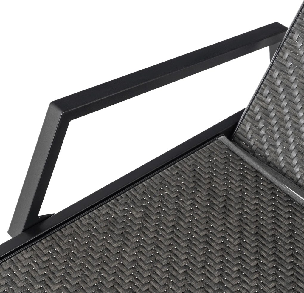 Leżak ogrodowy technorattan Malediva, regulowany, kolor czarny/szary