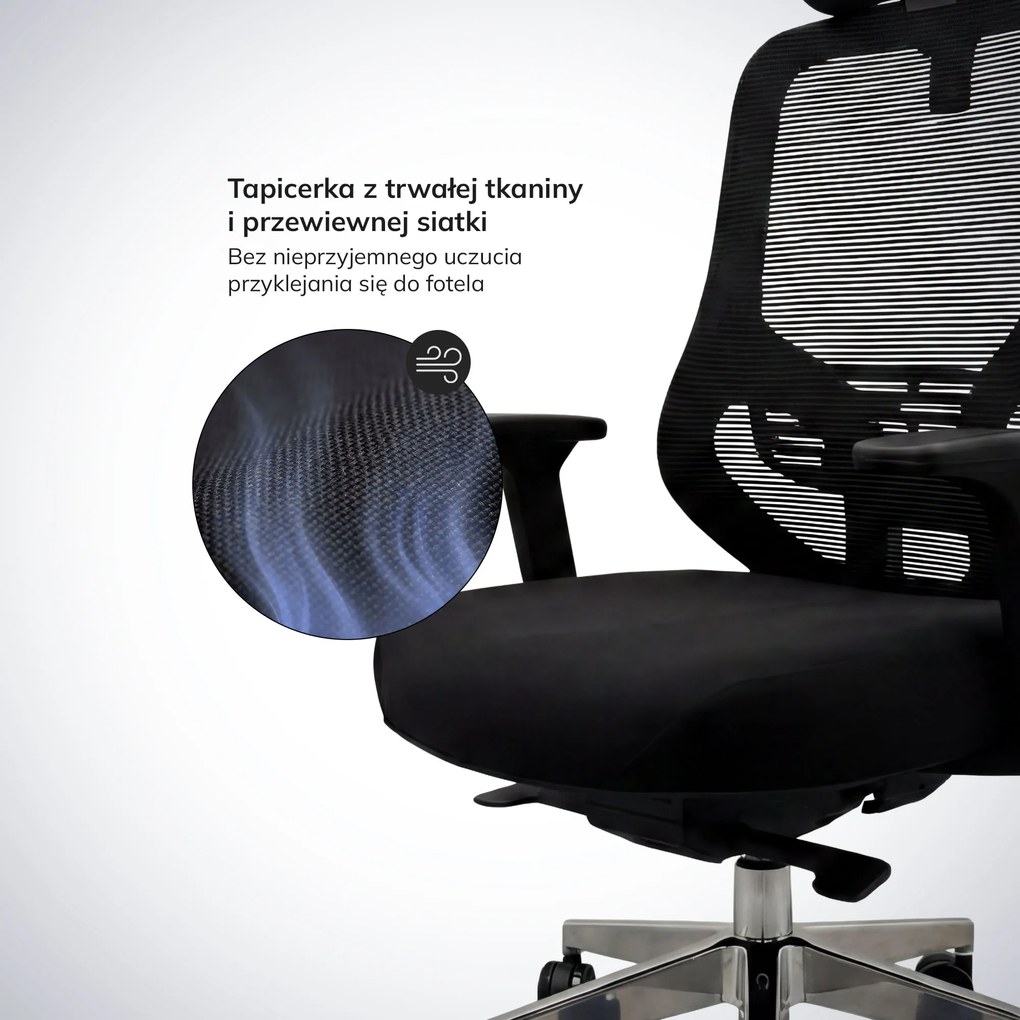 Ergonomiczny fotel biurowy z siatką czarny AXIS