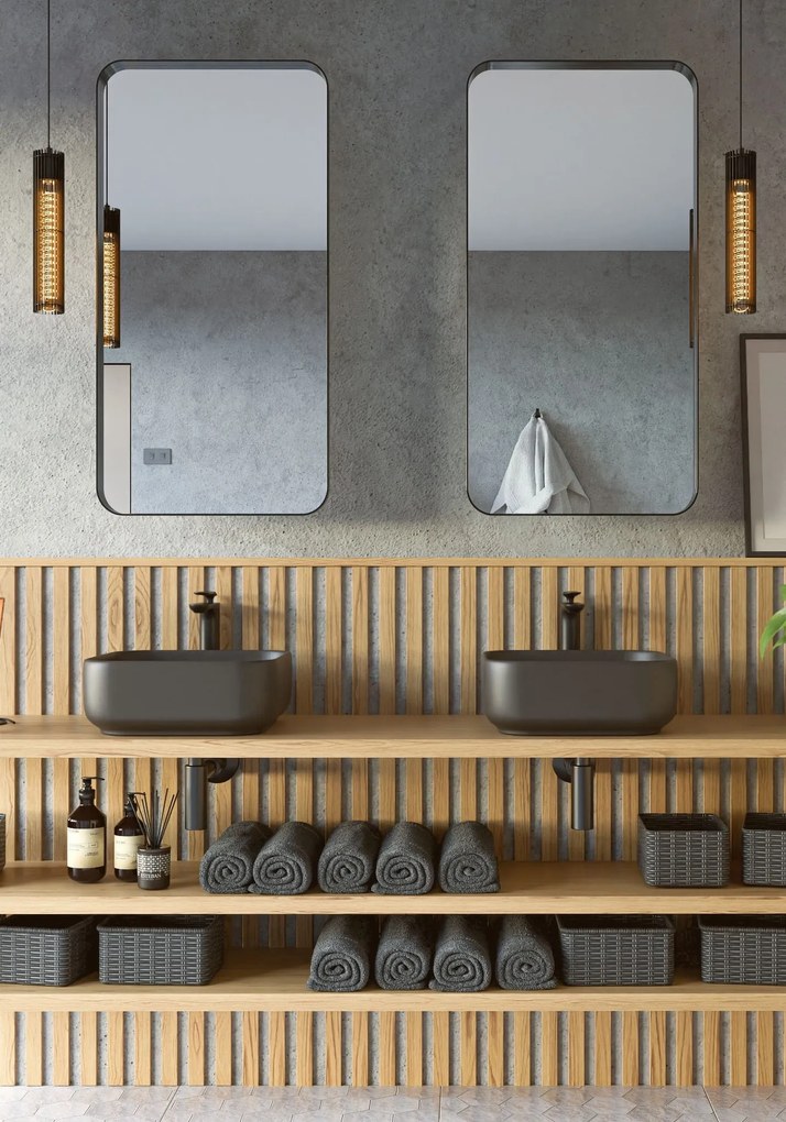 Umywalka ceramiczna nablatowa kwadratowa brązowa bez otworu na baterię 40x40 cm UNO 2 Mokka Matt