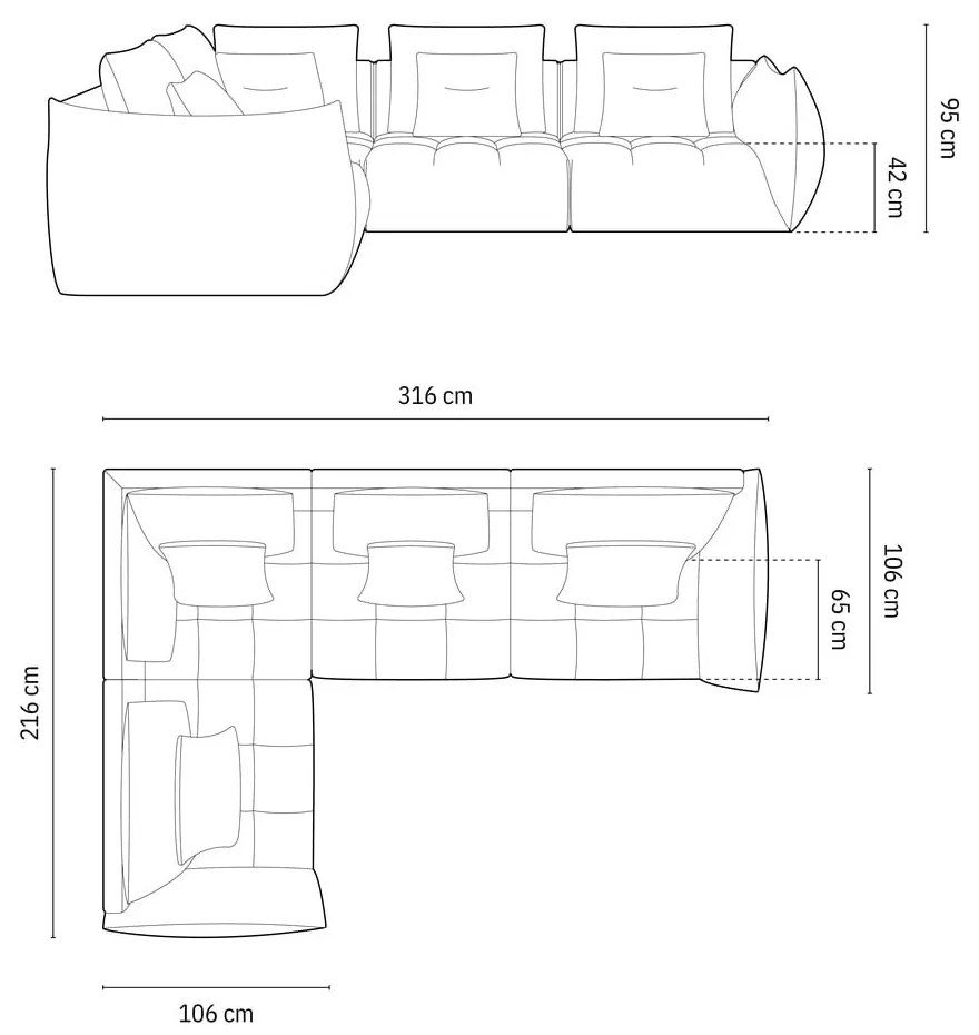 Czerwony narożnik (lewostronny/w kształcie litery L) Bloom – Micadoni Home