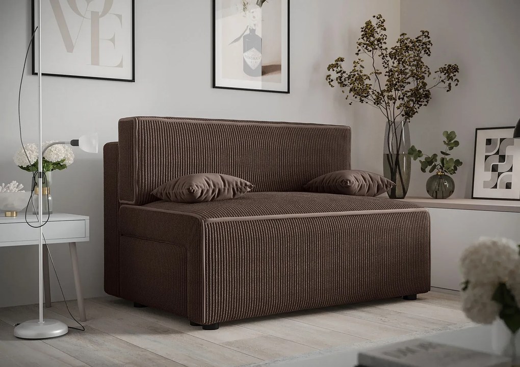 Brązowa rozkładana sofa sztruksowa C1-P91