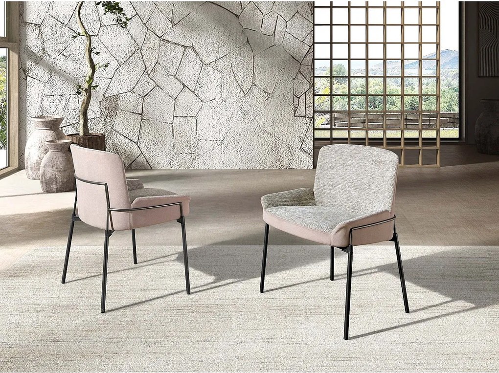 Szare krzesło z tkaniny i brązowego aksamitu 4171 ANGEL CERDA