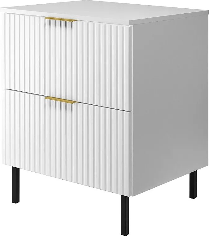 Szafka pod umywalkę, Biały, 60 x 77 x 46 cm uchwyt złoty nogi czarne + Blat