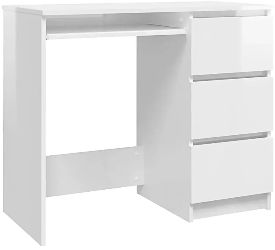 Białe biurko z szufladami połysk E5-F25