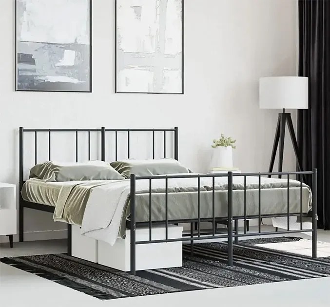 Czarne metalowe łóżko małżeńskie w stylu loft 140x200cm - Quzi