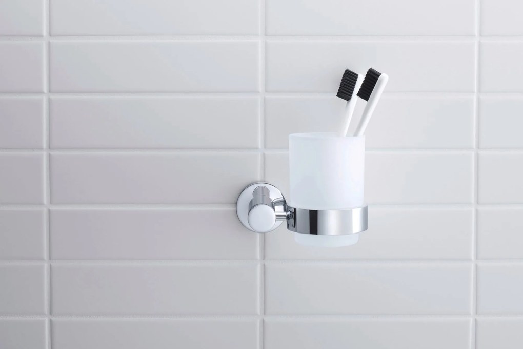 Duravit D-Code kubek na szczoteczki do zębówChrom - prawostronny