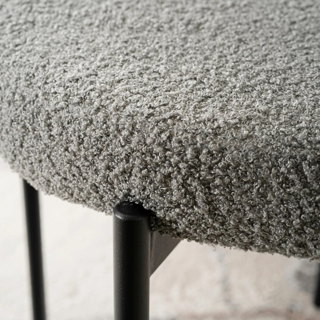 Krzesło Tapicerowane do Salonu TULSA Szare Boucle Nowoczesne