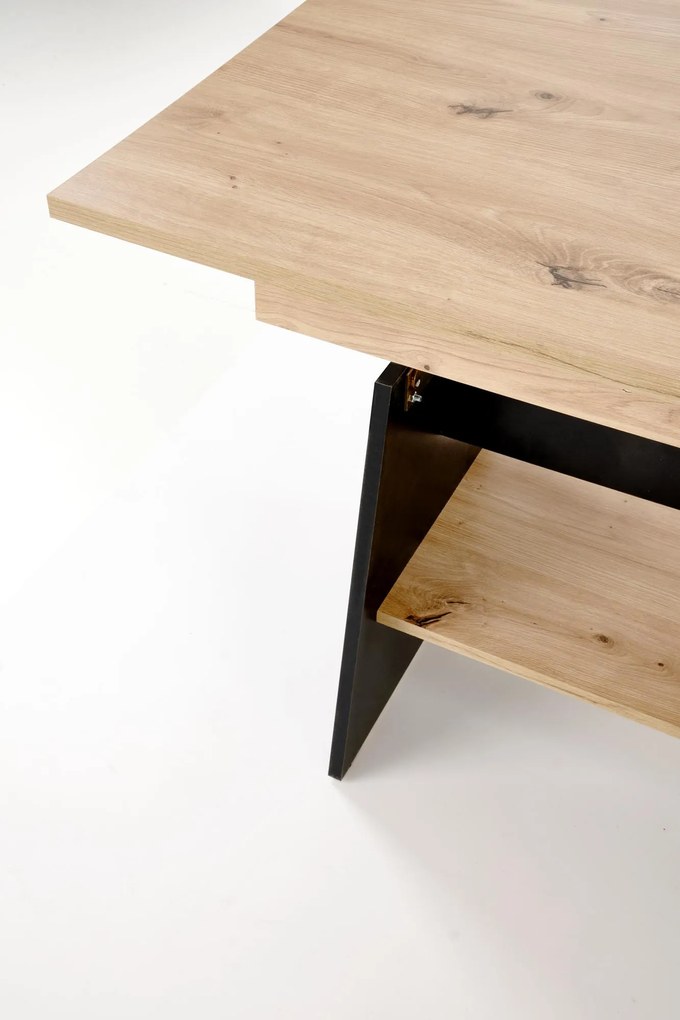 Rozkładany ławo-stół, podnoszony, dąb artisan/czarny 120-160/70/61-72 ERIKA