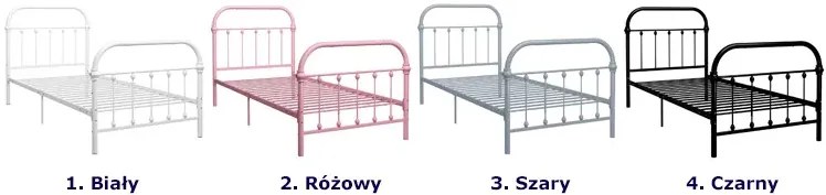 Różowe pojedyncze łóżko metalowe 90x200 cm A8-G96