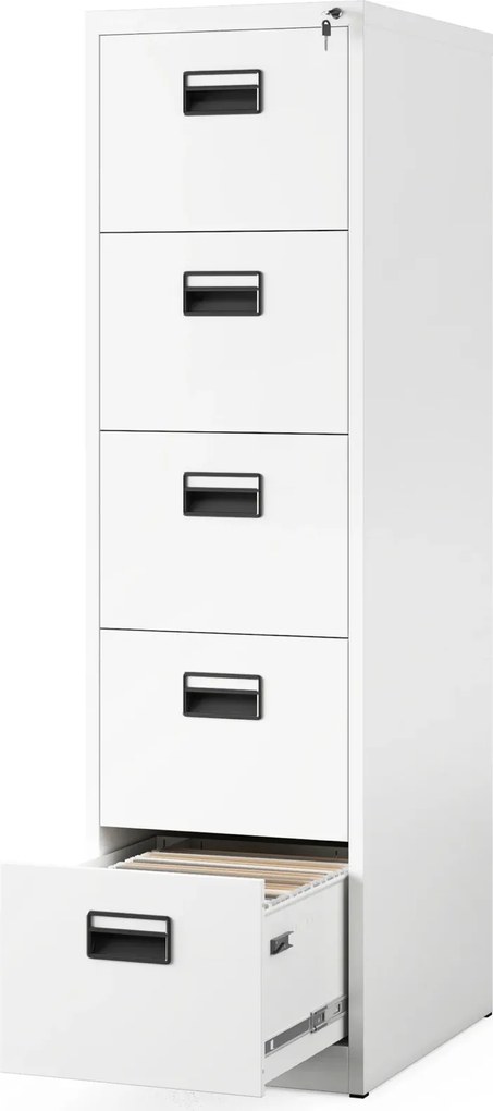Metalowa szafka kartotekowa 46x62x163 cm Sara V005 biała