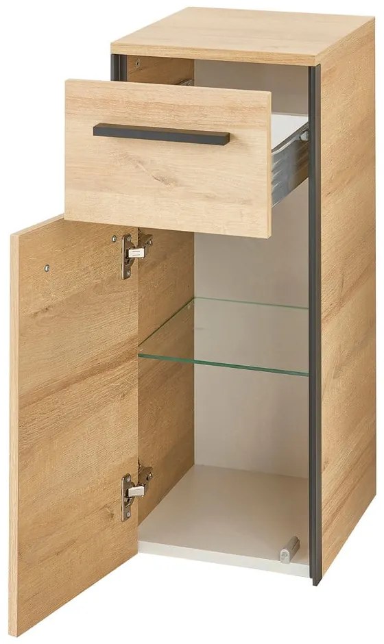 Niska/wisząca szafka łazienkowa w dekorze dębu w naturalnym kolorze 72x30 cm Quickset 395 – Pelipal