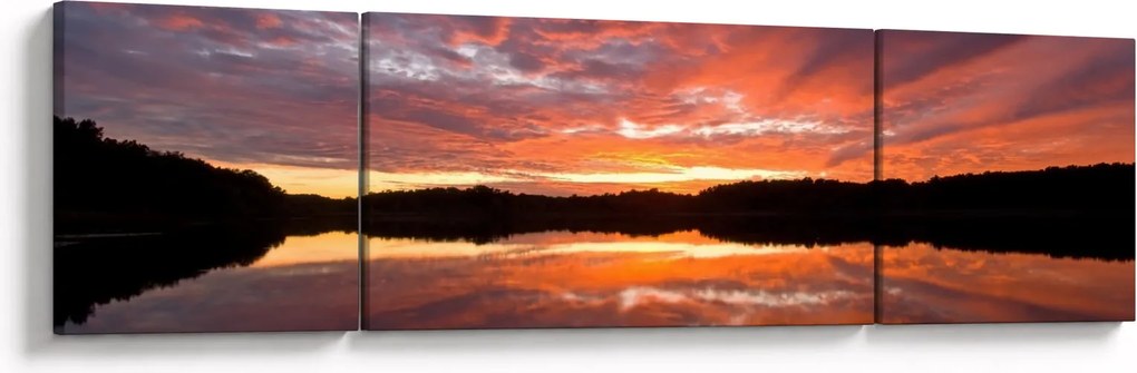 Obraz - Zachód słońca nad jeziorem (170x50 cm)