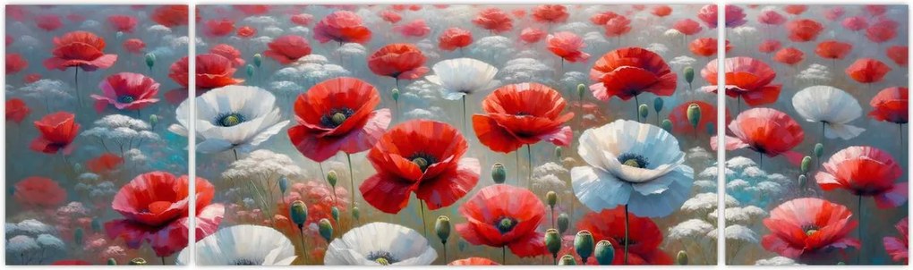Obraz - Pole maków (170x50 cm)