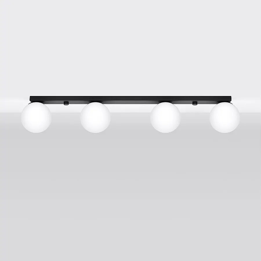 Plafony nowoczesny Zynfi, stal/szkło - 4 źródło światła 4000K - L.88 x H.14.5 cm - czarny