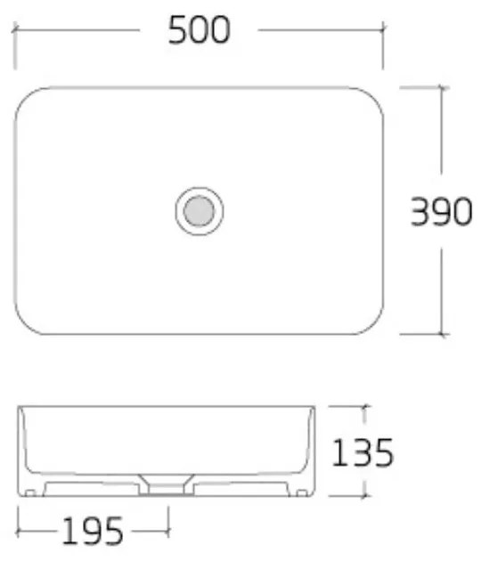 Umywalka ceramiczna nablatowa marmurowa prostokątna czarna 50 x 39 cm MARBE BLACK