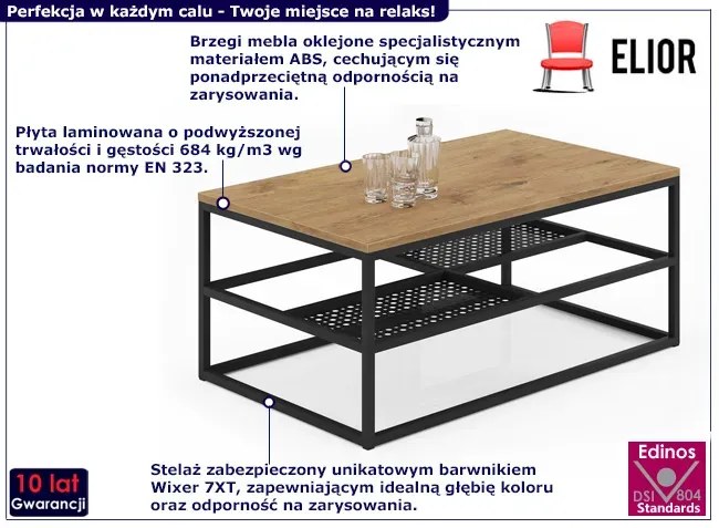 Industrialny stolik kawowy dąb lancelot + czarny - Hila 4X