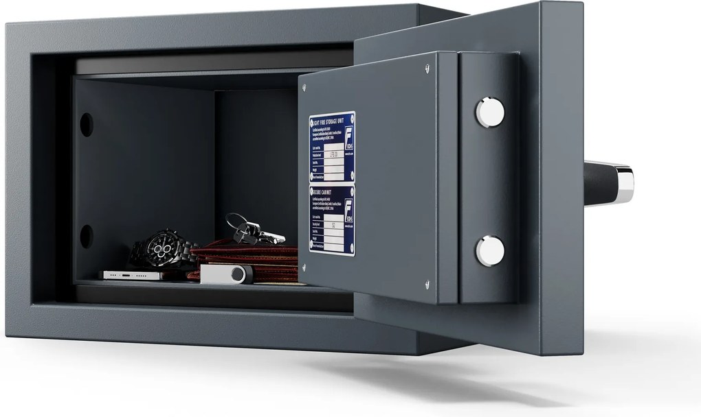 Sejf S2 antywłamaniowy, ognioodporny, elektroniczny na kod, na dokumenty, 400x280x340 mm: EDGAR