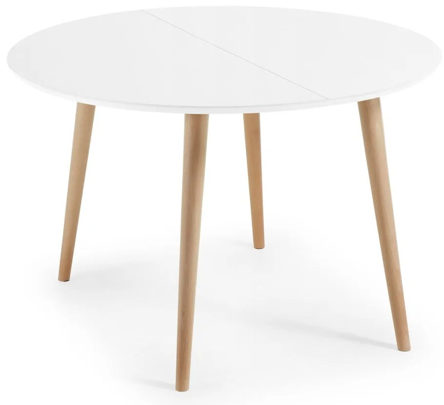 Biały rozkładany stół z białym blatem ø 120 cm Oqui – Kave Home