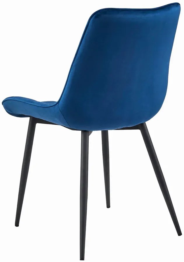 Granatowe metalowe krzesło welurowe do stołu - Alvor