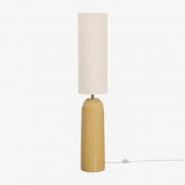 Lampa Stojąca Z Ceramiki I Lnu Macarena Dried Herb - Sklum