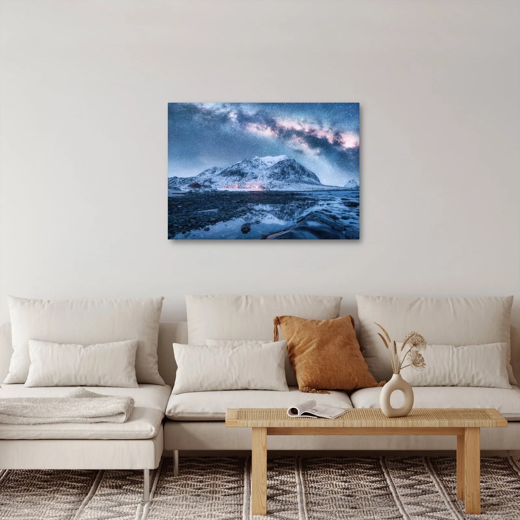 Obraz gór z gwieździstym niebem (70x50 cm)