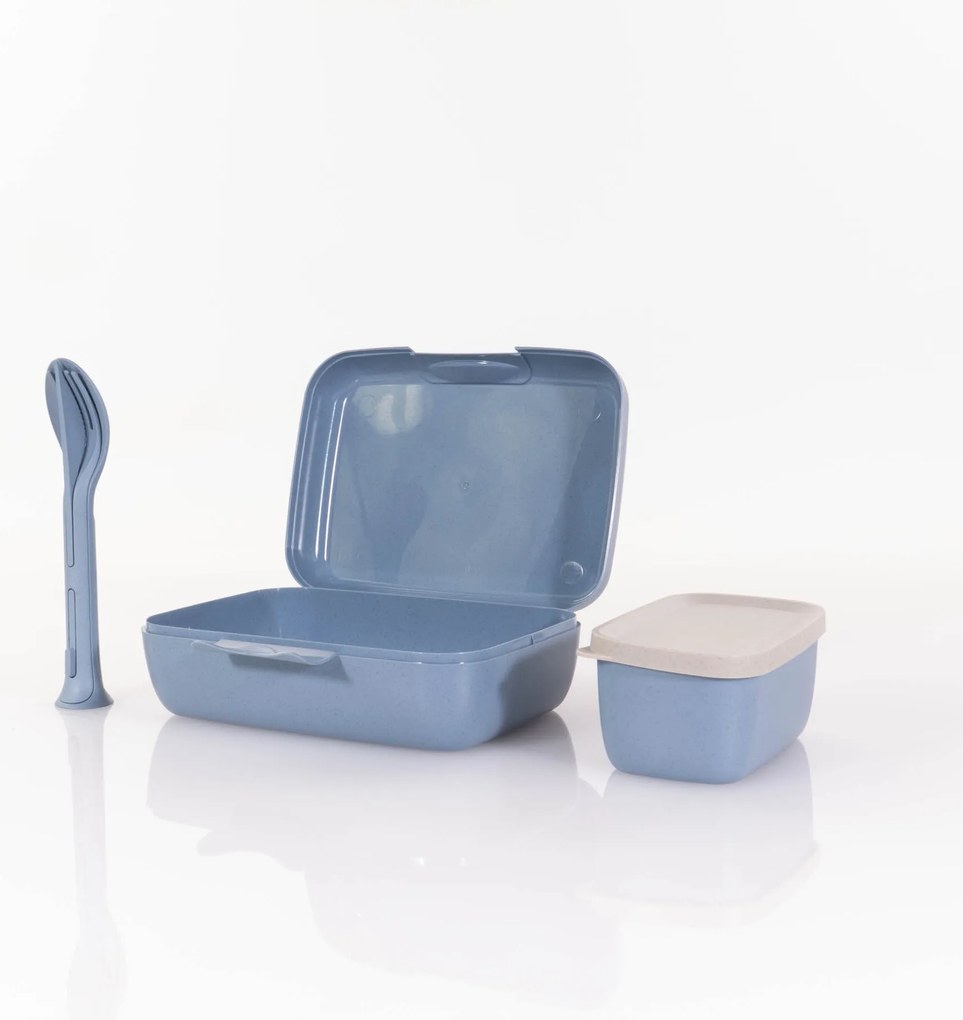 Śniadaniówka z przegródkami CANDY READY + zestaw sztućców, 4 elementy, KOZIOL