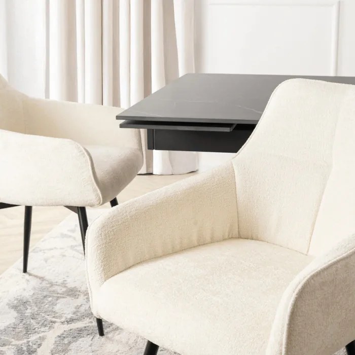 Krzesło Tapicerowane Obrotowe do Salonu LARISA Kremowe Nowoczesne