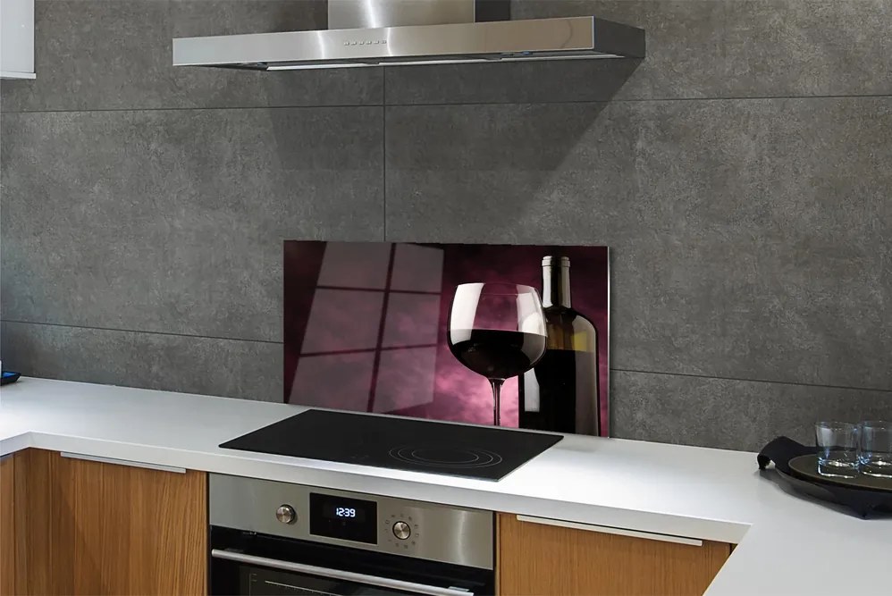 Szklany Panel Butelka i Kieliszek Wina