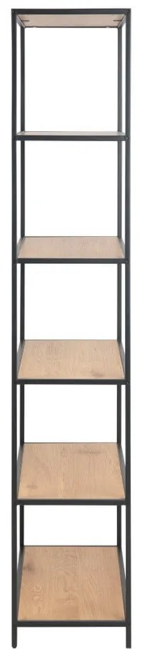 Czarno-naturalny regał w dekorze dębu 77x185 cm Seaford – Actona