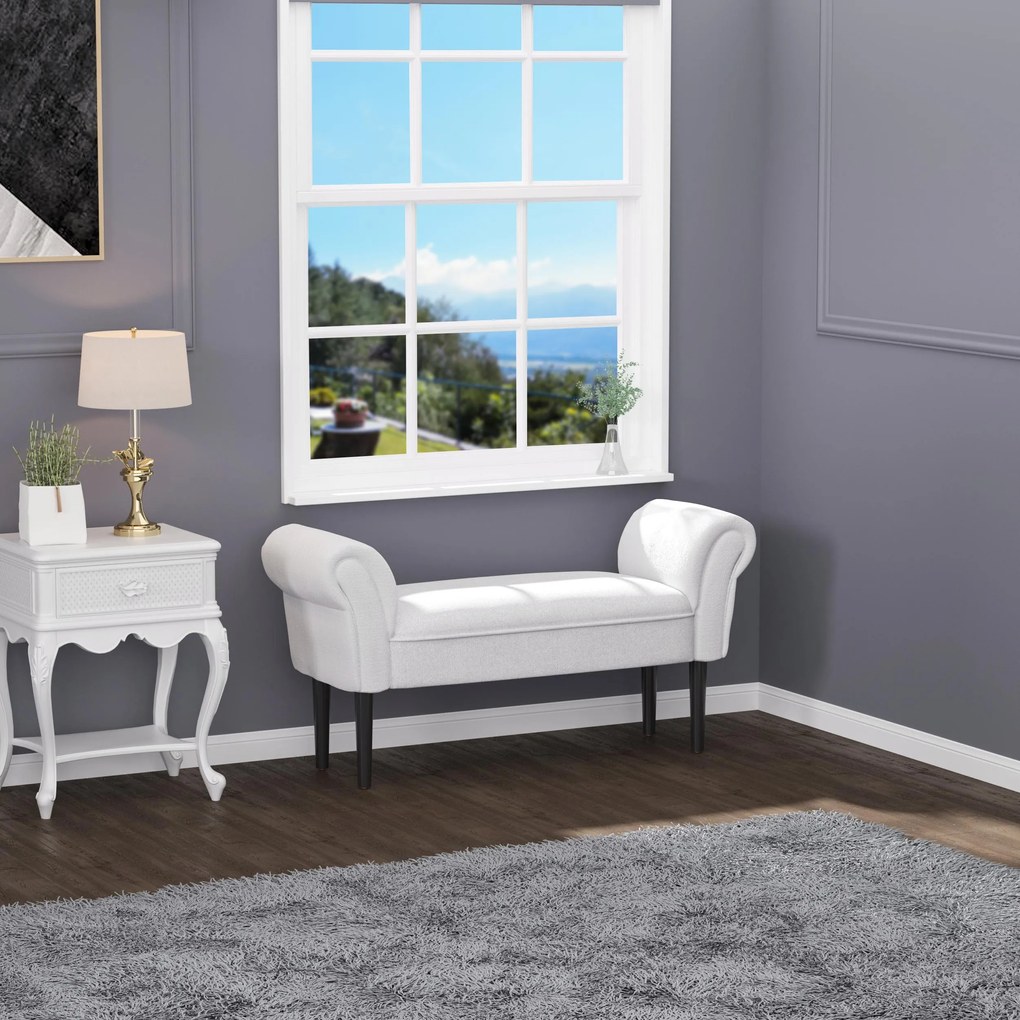 Ławka HOMCOM do sypialni Ławka tapicerowana ławka MDF Pianka szara