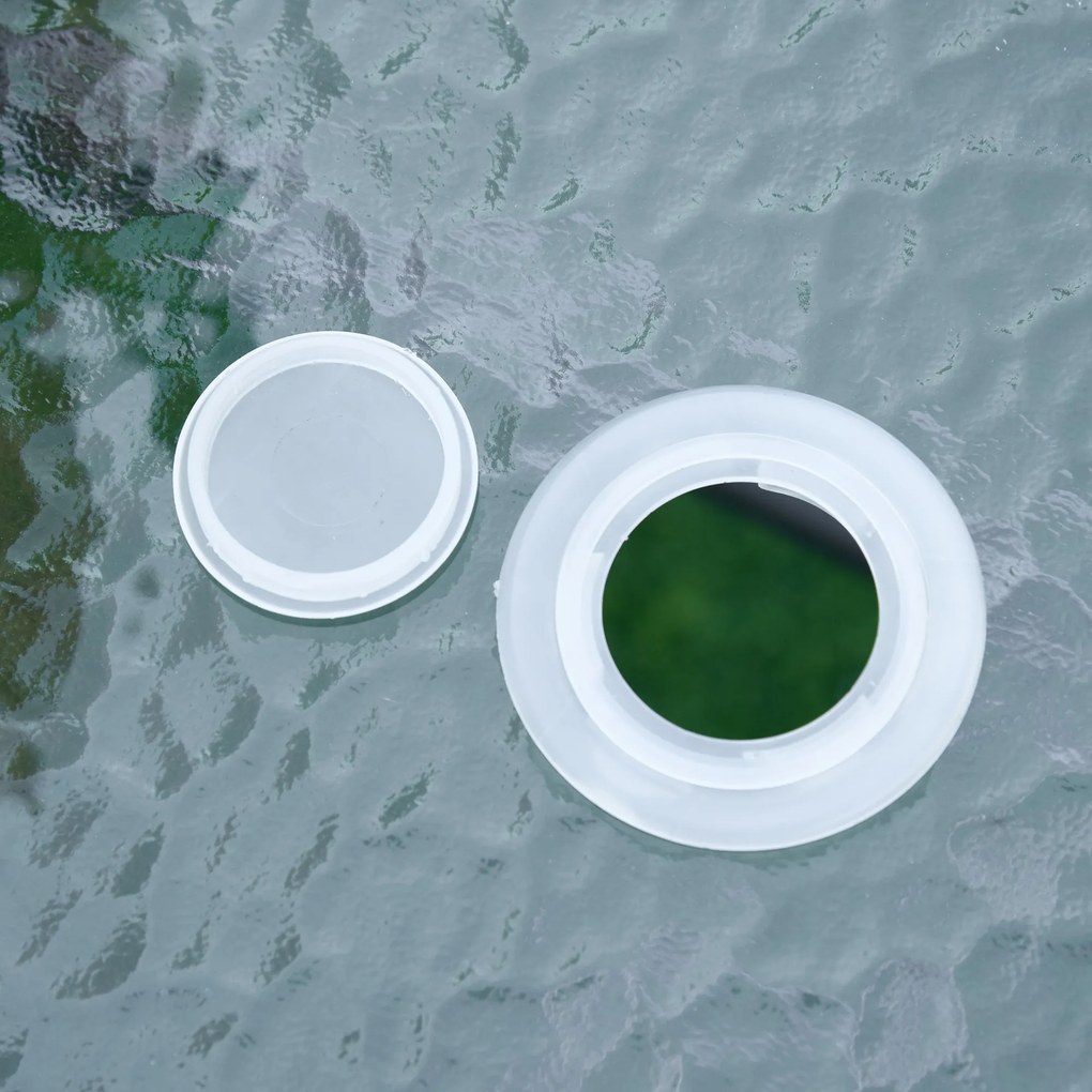 Outsunny Stół Ogrodowy z Hartowanego Szkła z Otworem na Parasol, Elegancki Design, Węglowo-Szary