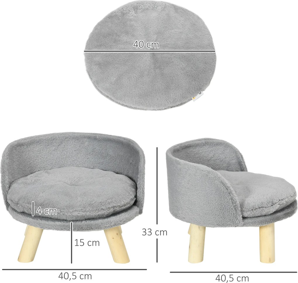 PawHut Łóżko dla psa sofa z poduszką podwyższone łóżko dla zwierząt szare | Aosom PL