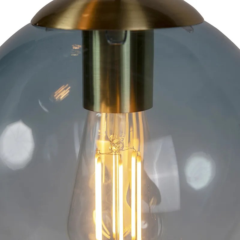 Inteligentna lampa wisząca mosiądz z 3 WiFi ST64 z niebieskim szkłem - Pallon ArtDeco Oswietlenie wewnetrzne