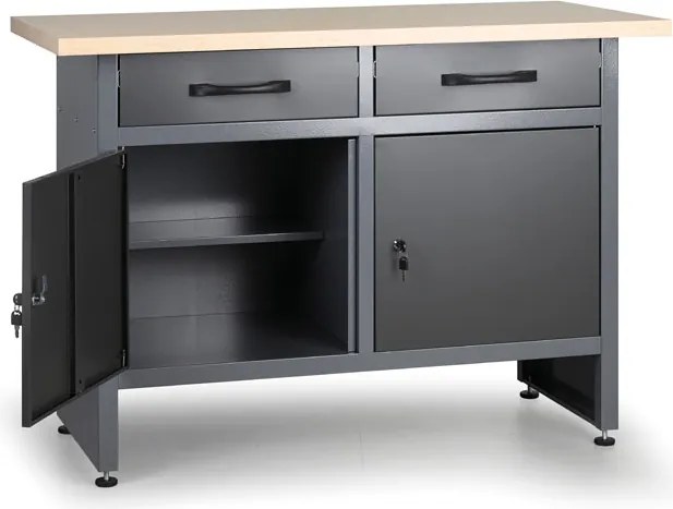 Stół warsztatowy G1, 840 x 1200 x 600 mm,  2 szuflady, 2 szafki