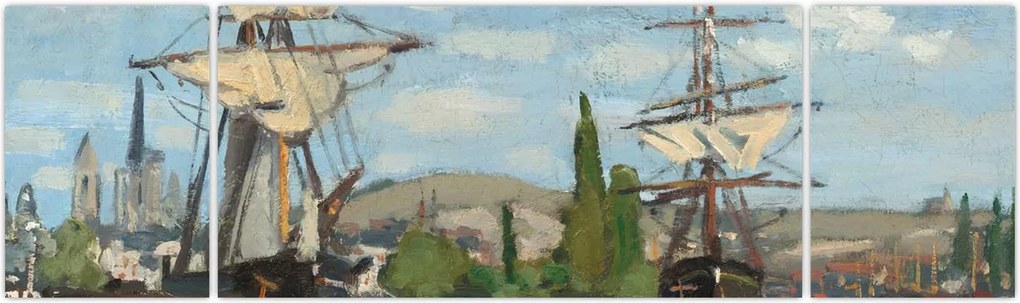 Obraz - Claude Monet, Ships Riding on the Seine at Rouen, reprodukcje (170x50 cm)