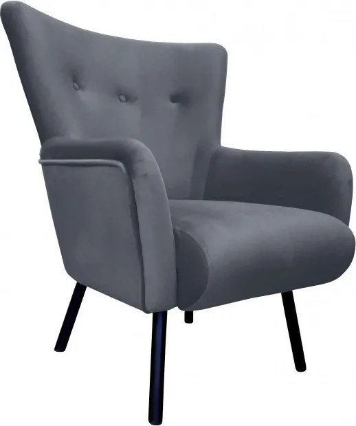 Fotel TULIP tkanina Welur noga metalowa Uszak luksusowy komfort salonu : Kolor nogi - Czarna, Kolor tkaniny - VELVET - BL14