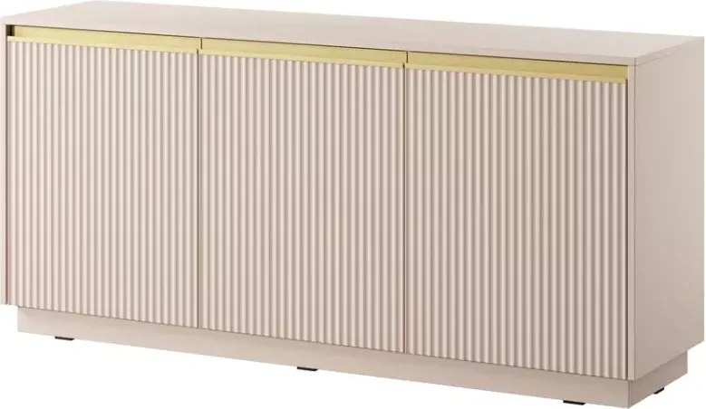Komoda Miraza 3-drzwiowa 154 cm nowoczesna ryflowana MDF 6 półek