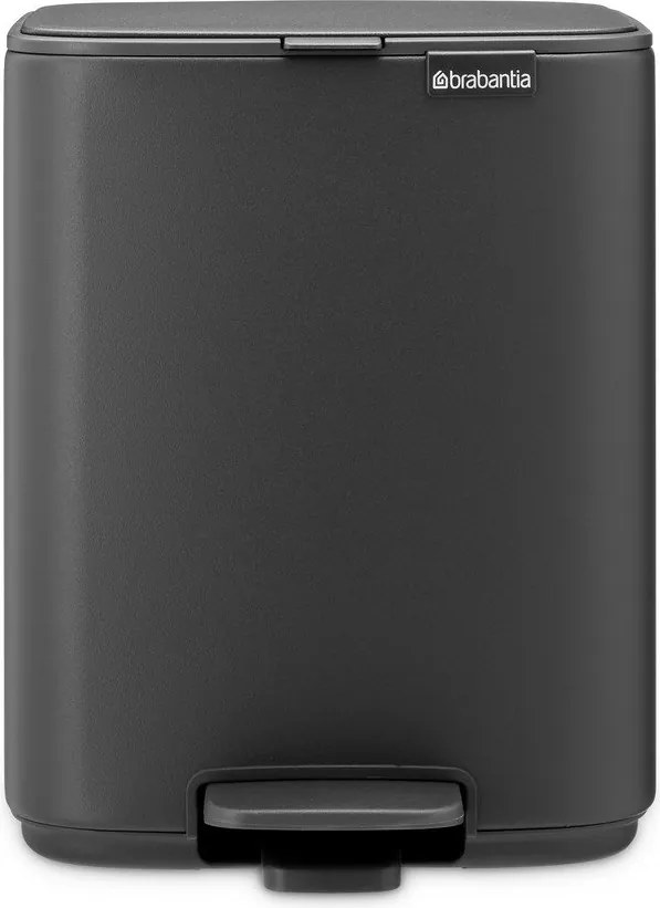 Ciemnoszary stalowy kosz na śmieci z pedałem 7 l Bo – Brabantia