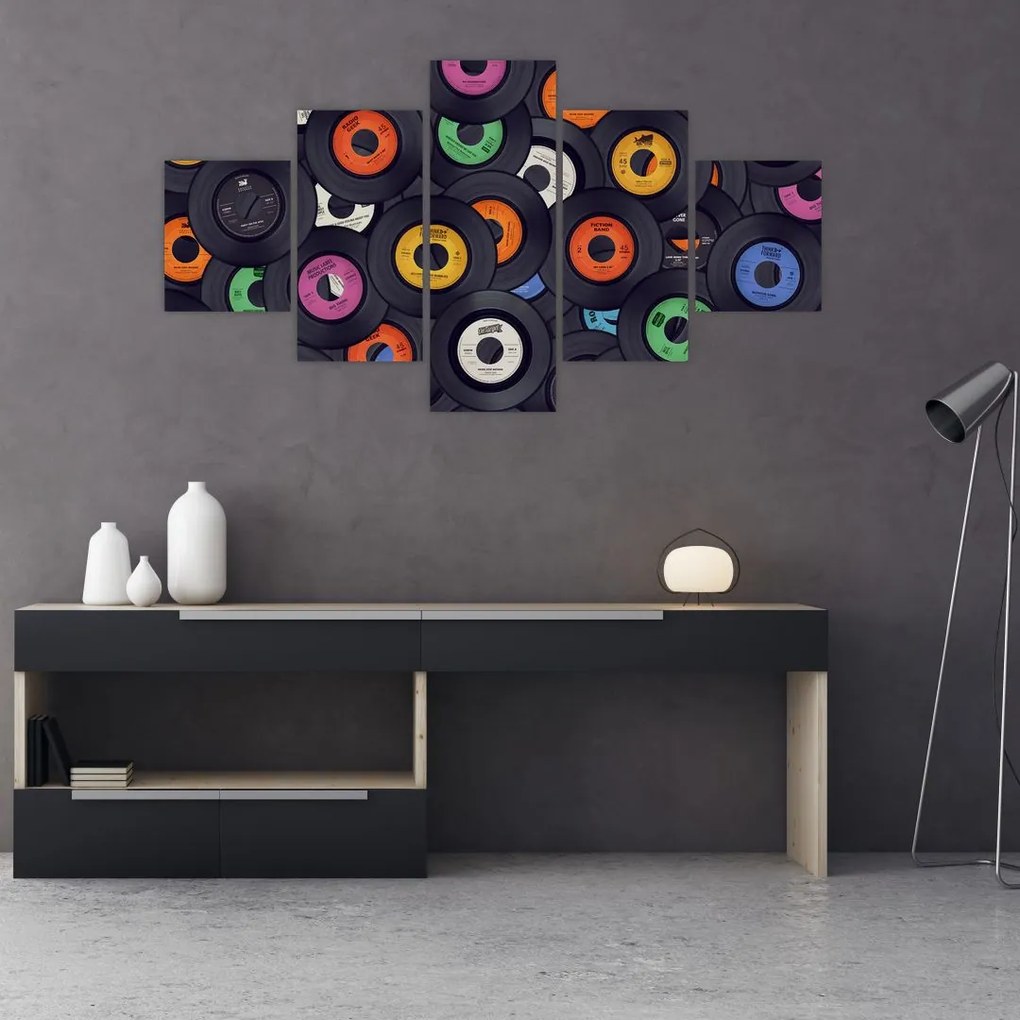 Obraz - Muzyczne płyty gramofonowe (125x70 cm)