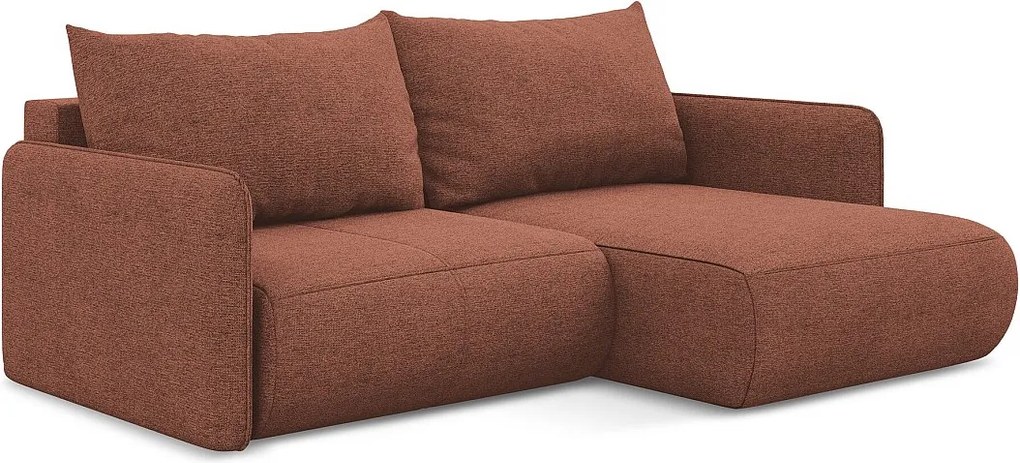 Narożnik prawostronny z funkcją spania - z tkaniny szenilowej - brudny róż - NANEA