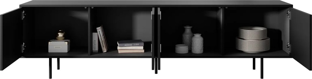 Czarna szafka RTV Nero na wysokich nóżkach