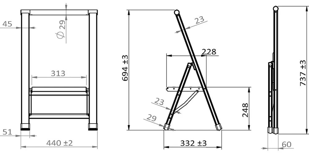 Metalowa drabina 74 cm Alu-Design – Wenko