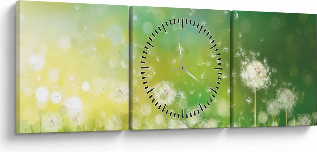 Obraz - Kwitnące mlecze (z zegarem) (90x30 cm)