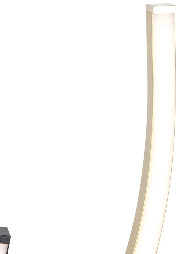 Designerska lampa podłogowa czarna ze złotem z możliwością ściemniania LED - BlazeDesignerski Oswietlenie wewnetrzne