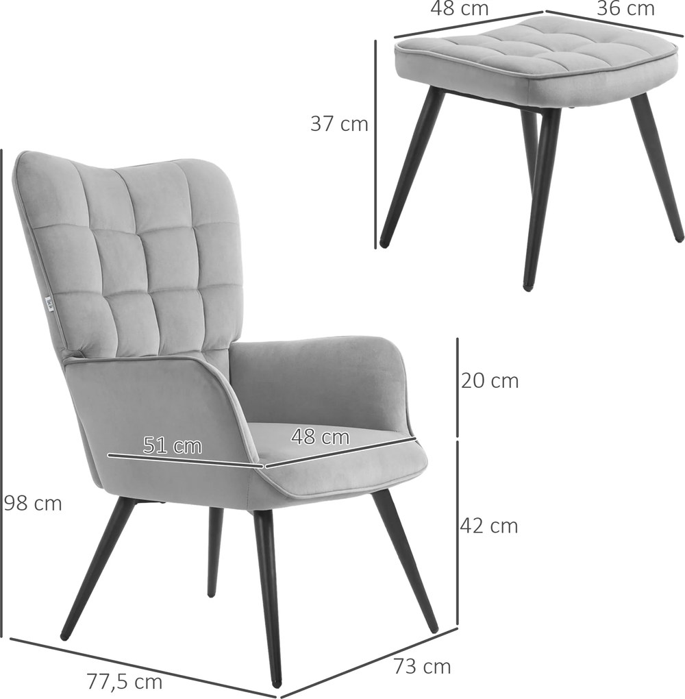 HOMCOM Fotel relaksacyjny z podnóżkiem