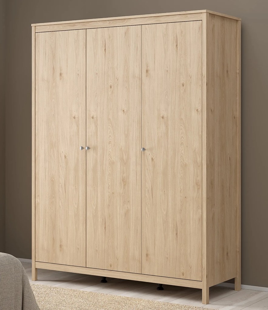 Trzydrzwiowa szafa na ubrania Madrid 3D, jackson hickory